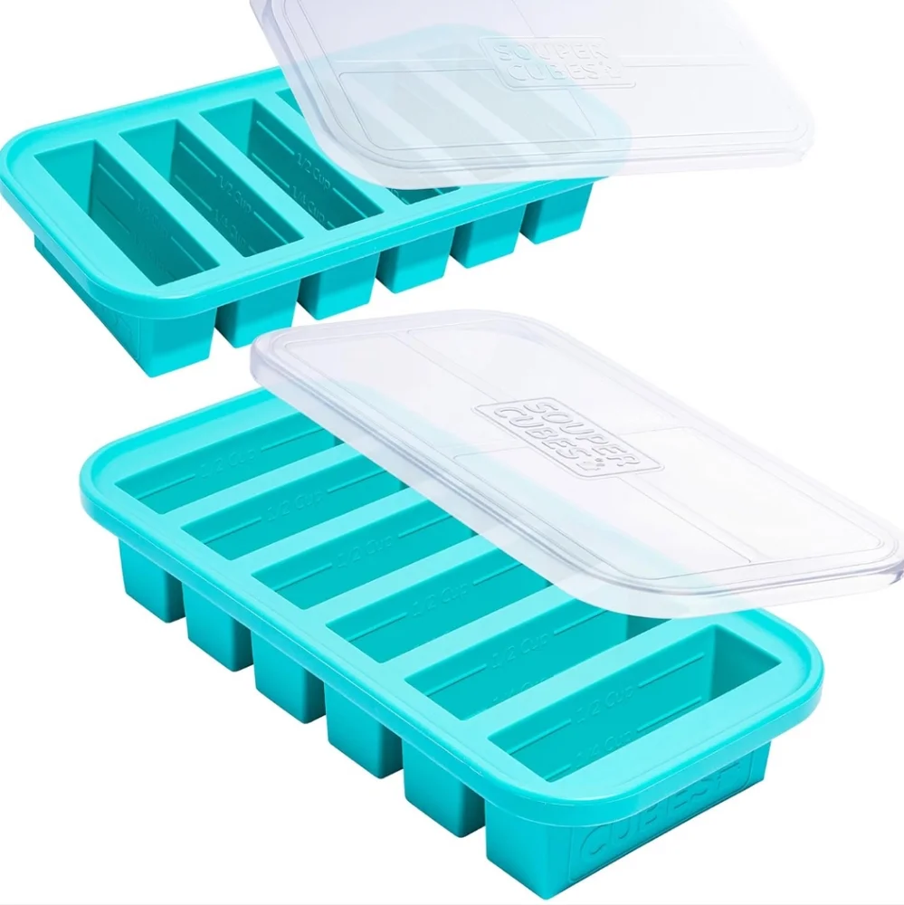 2 Souper Cubes 1/2 Cup Silicone Freezer Molds - Trays with Lids for Freezing X2 - Picture 2 of 6